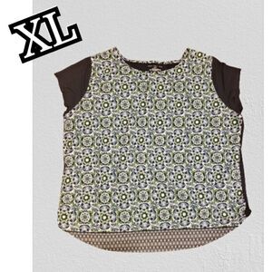 Ann Taylor Navy Patterned Top Sz XL
